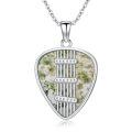 wholesale 925 Sterling Silver Green Moss Agate Guitar Pick Shaped Pendant Necklace s for Women-0-0
