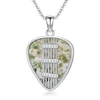 wholesale 925 Sterling Silver Green Moss Agate Guitar Pick Shaped Pendant Necklace s for Women-Guitar Pick