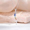 wholesale 925 Sterling Silver Rainbow Gemstone Curved Bar Pendant Necklace-0-1