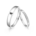 TOUPOP 925 Sterling Silver Diamond Personalized Wedding Band Set For Couples-0-0