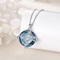 wholesale 925 Sterling Silver Blue Swarovski Crystal Heart Pendant Necklace Witch's Knot Pagan s for Women-0-3