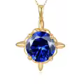 wholesale 14K Gold Sapphire Birthstone Necklace - September Royal Blue Gemstone Pendant for Love & Protection, 16 Adjustable Chain, Gift Box-0-0