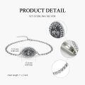 wholesale 925 Sterling Silver Oxidized Floral Oval Locket Bracelet With Filling Tool Set-0-46