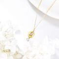 wholesale 10K Golden Pendant with Diamond and Pearl Charm Necklaces for Women - Elegant Solid s-0-3