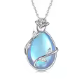TOUPOP Sterling Silver Turquoise Moonstone Onyx Infinity Rose Pendant Necklace-0-0