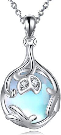 wholesale 925 Sterling Silver Blue Opal Owl Design Teardrop Pendant Necklace for Women Gifts-Moonstone