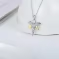 TOUPOP Sterling Silver Caduceus Angel Wing RN Necklace Jewelry Gift-0-4