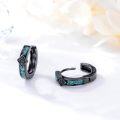 wholesale Black 925 Sterling Silver Turquoise Stone Viking Celtic Cross Huggie Hoop Earrings 15mm for Women Men Gifts-0-1