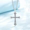 wholesale 925 Sterling Silver Filigree Cross Pendant Necklace with Black Onyx Gemstone for Men & Women-0-1