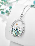 wholesale 925 Sterling Silver Abalone Shell Mountain Pendant Necklace with Yellow Stone and Cubic Zirconia - Christian Jewelry for Women-0-1
