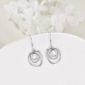 wholesale 925 Sterling Silver Circle Design with Pearl and Swirls Drop Dangle Earrings-0-2