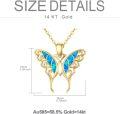 wholesale 14K Gold Blue Opal Butterfly Pendant Necklace - 18 Inches Chain Length-0-3