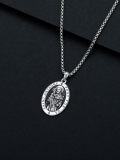 wholesale 925 Sterling Silver  Oval St Anthony Prayer Pendant Necklace for Men & Women-0-2