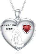 wholesale 925 Sterling Silver Red Crystal Heart Mother's Day Necklace for Mom Grandmother Wife Lover Gifts-0-0
