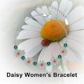 wholesale 925 Sterling Silver Green & Orange Zircon Daisy Flower Bracelet for April Birthday Gift-0-4