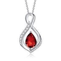 wholesale 925 Sterling Silver Orange Topaz Drop Pendant With Zirconia-07Jul