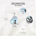 wholesale 925 Sterling Silver Cat Love Heart Pendant Necklaces for Women - Blue Stone -0-4