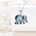wholesale 925 Sterling Silver Natural Druzy Agate Elephant Shape Pendant Necklace for Women Girls  36cm Chain Length-0-2