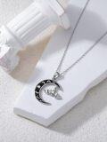 wholesale 925 Sterling Silver Bat Crescent Moon Necklace Pendant Jewelry for Women Girls Gifts 48cm Chain Length-0-4