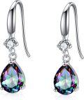 wholesale 925 Sterling Silver Mystic Topaz Drop Earrings with Cubic Zirconia Accents-0-0
