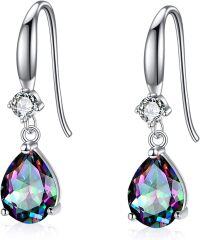wholesale 925 Sterling Silver Mystic Topaz Drop Earrings with Cubic Zirconia Accents-B-Rainbow Quartz CZ