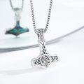 wholesale 925 Sterling Silver Viking Mjolnir Pendant with Abalone Shell Inlay and Valknut Symbol Necklace for Men-0-3