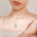 wholesale 925 Sterling Silver 25th Anniversary Rose Flower Love Heart Pendant Necklace for Women-0-1