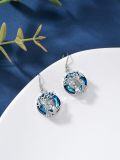 wholesale Sterling Silver Blue Crystal Tree of Life Animal Earrings (Cardinal Owl Fox Snake Sloth Giraffe) Dangle Jewelry Gift for Women-0-7