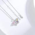 wholesale 925 Sterling Silver Multicolor Crystal Butterfly Pendant Necklace - Elegant Charm for Women-0-1