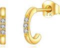 wholesale 14K Gold Moissanite Huggie Hoop Earrings (2 x 3 mm)-0-0