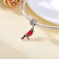 wholesale 925 Sterling Silver Red Bird Pendant Necklace with Enamel and Rhinestones for Women Girls  48cm Chain Length-0-2