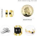 wholesale Gold Plated 925 Sterling Silver Square Black Onyx Stone Double Twist Sleeper Hoop Earrings-0-2