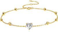 wholesale 14K Real Gold & Moissanite Heart Bracelet, 6.5-7.5 Inch, Hypoallergenic-Heart Moissanite