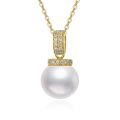 TOUPOP 14K Gold Pearl Necklace with Bow Heart Dolphin Pendant-0-0