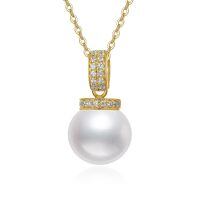 TOUPOP 14K Gold Pearl Necklace with Bow Heart Dolphin Pendant-undefined
