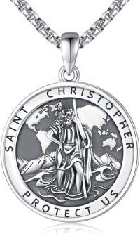 wholesale 925 Sterling Silver St Christopher Protect Us Medal Necklace Pendant-10e-St Christopher-10e-St Christopher