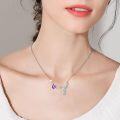 wholesale 925 Sterling Silver Purple Amethyst Hummingbird Pendant Necklace for Women-0-1