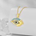 wholesale Gold Evil Eye 925 Sterling Silver Stone Pendant Necklace for Women s-0-1