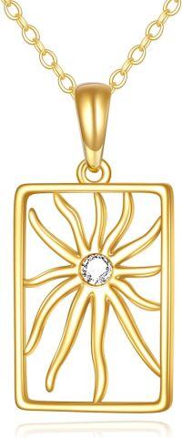 wholesale 14K Gold Celestial Sun Moon Star Pendant Necklace for Women-Card Sunburst