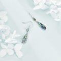 wholesale 925 Sterling Silver Teardrop Abalone Shell Drop Earrings with Filigree Design-0-2