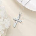 wholesale Sterling Silver Origami Cross Pendant Necklace Religious Jewelry Gift for Women Men-0-3