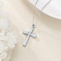 wholesale 925 Sterling Silver Opal Inlay Cross Pendant Necklace Religious  for Women and Men-0-3