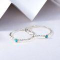 wholesale 925 Sterling Silver with Turquoise Stone Circle Endless Hoop Earrings for Women-0-7