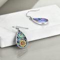 wholesale 925 Sterling Silver Teardrop Abalone Shell Daisy Flower Tree Of Life Dangle Earrings For Women-0-4