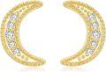 wholesale 14K Gold Moissanite Celestial Moon Stud Earrings, Hypoallergenic Nickel-Free, Gift for Her-0-0