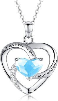 wholesale 925 Sterling Silver Birthstone Heart Necklace Infinity Love Pendant-1469L-Y