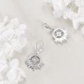 wholesale 925 Sterling Silver Compass Drop Earrings with Cubic Zirconia and Leaf Design Gift for Her-0-3
