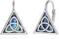 wholesale 925 Sterling Silver Triquetra Celtic Knot Abalone Shell Leverback Drop Earrings-0-0