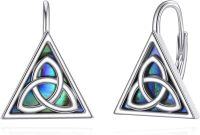 wholesale 925 Sterling Silver Triquetra Celtic Knot Abalone Shell Leverback Drop Earrings-Celtic Knot