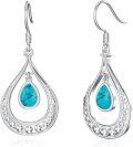 wholesale 925 Sterling Silver Teardrop Turquoise Bohemian Drop Earrings-0-0